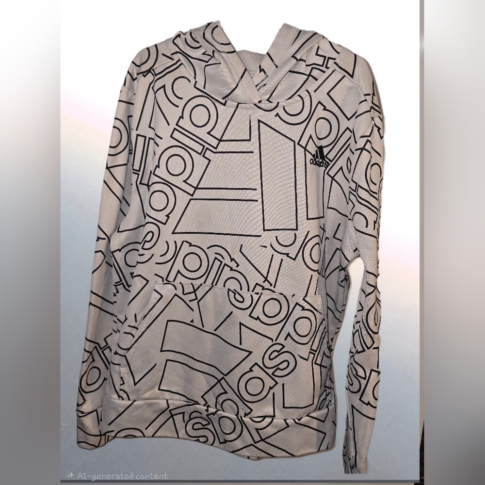 Adidas Men's White Graphic Hoodie